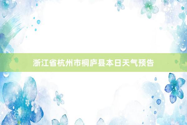 浙江省杭州市桐庐县本日天气预告